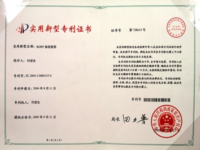 Patent Certificate 